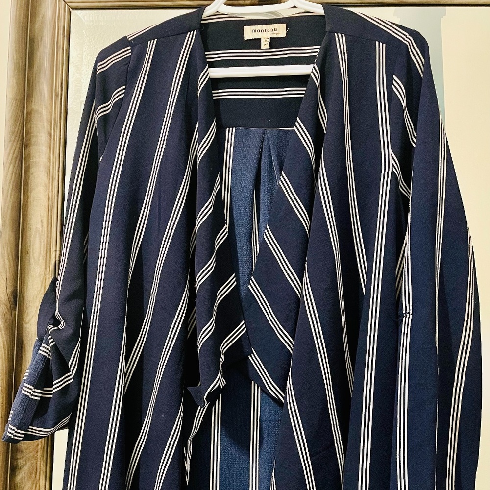 Stripped Blouse Blazer